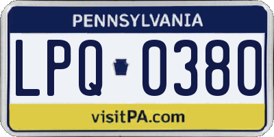 PA license plate LPQ0380