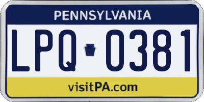 PA license plate LPQ0381