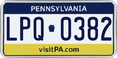 PA license plate LPQ0382