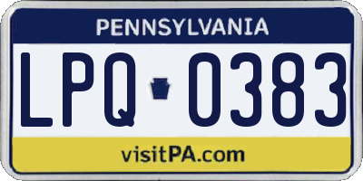 PA license plate LPQ0383
