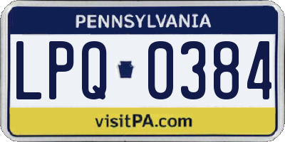 PA license plate LPQ0384