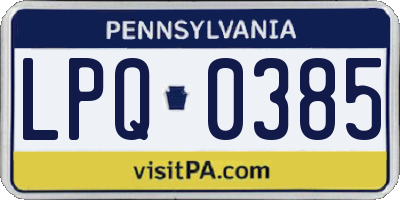 PA license plate LPQ0385