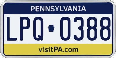 PA license plate LPQ0388