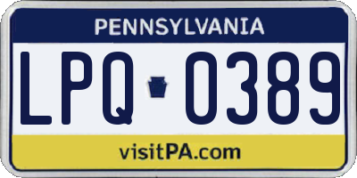 PA license plate LPQ0389