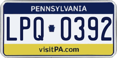 PA license plate LPQ0392
