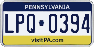 PA license plate LPQ0394