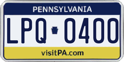 PA license plate LPQ0400