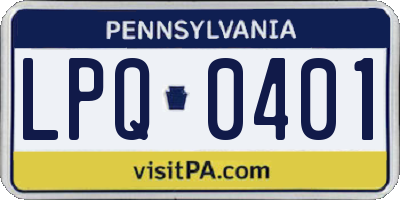 PA license plate LPQ0401
