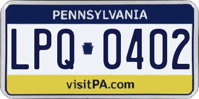 PA license plate LPQ0402
