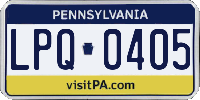PA license plate LPQ0405