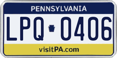 PA license plate LPQ0406