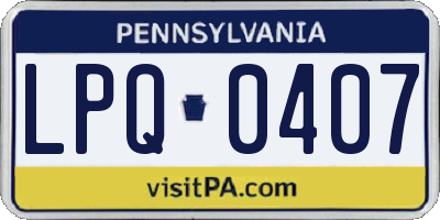 PA license plate LPQ0407