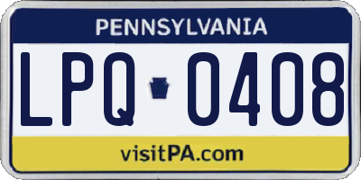 PA license plate LPQ0408
