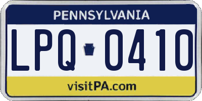 PA license plate LPQ0410