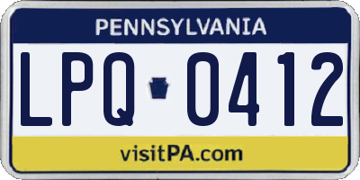 PA license plate LPQ0412