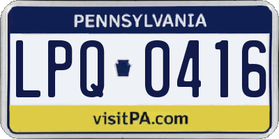 PA license plate LPQ0416