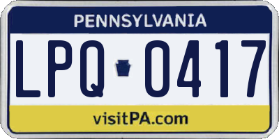 PA license plate LPQ0417