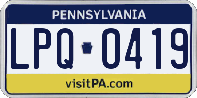 PA license plate LPQ0419