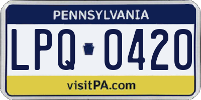PA license plate LPQ0420
