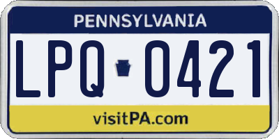 PA license plate LPQ0421