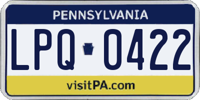 PA license plate LPQ0422