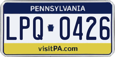 PA license plate LPQ0426