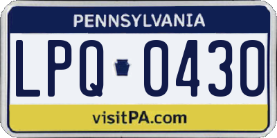 PA license plate LPQ0430