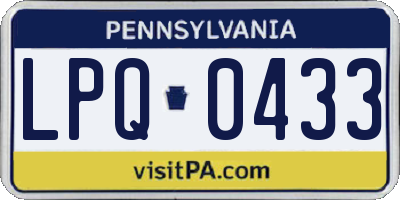 PA license plate LPQ0433