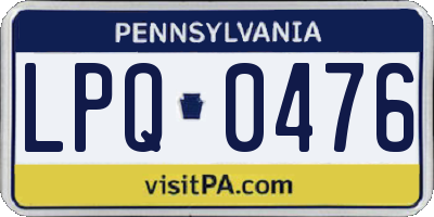 PA license plate LPQ0476