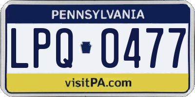 PA license plate LPQ0477