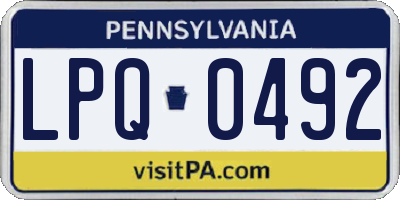 PA license plate LPQ0492