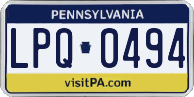 PA license plate LPQ0494