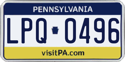 PA license plate LPQ0496