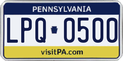 PA license plate LPQ0500