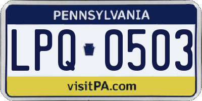 PA license plate LPQ0503