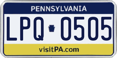 PA license plate LPQ0505