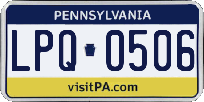 PA license plate LPQ0506