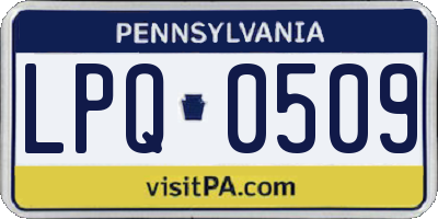 PA license plate LPQ0509