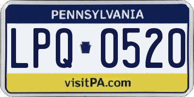 PA license plate LPQ0520
