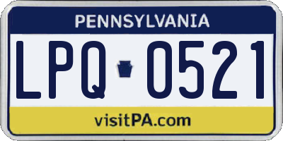 PA license plate LPQ0521