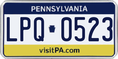 PA license plate LPQ0523