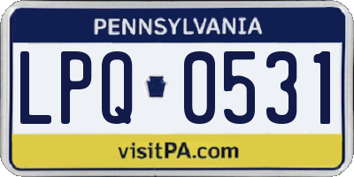 PA license plate LPQ0531