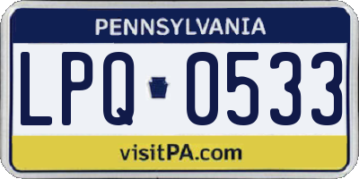 PA license plate LPQ0533