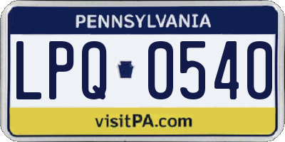 PA license plate LPQ0540