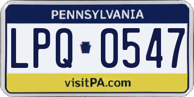 PA license plate LPQ0547