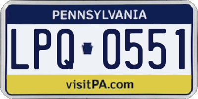 PA license plate LPQ0551
