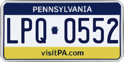 PA license plate LPQ0552