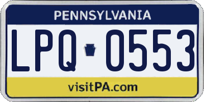 PA license plate LPQ0553