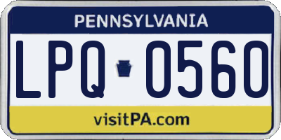 PA license plate LPQ0560