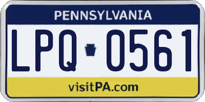 PA license plate LPQ0561